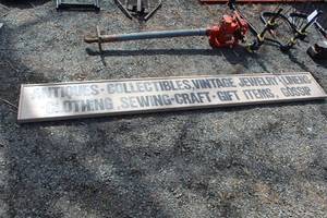 lot 476 image: Wood Sign - Antiques - Collectibles - Jewelry - Linens - Clothing - Sewing - Gift Items - Gossip