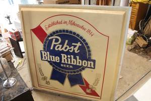 lot 382 image: Pabst Blue Ribbon Beer Plastic Sign
