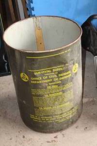 lot 401 image: Office of Civil Defense Metal Barrel