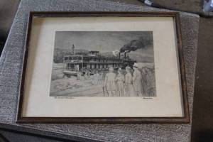lot 1649 image: Vintage The Showboat Water Queen by M. Van Evelan Wall Art FramedMatted