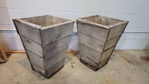 Two Handcrafted 22.5 White Oak Plant Holders