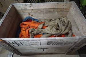lot 26 image: Wood Crate with Assorted Slings