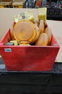 lot 78 image: Wood Crate with Amber Safety Lights
