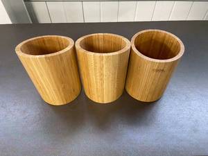 Lot of 3 Bamboo Utensil Holders