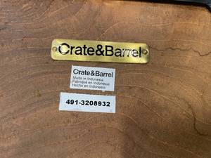 2 Beautiful Crate & Barrel Natural Cut Log and Iron Stools