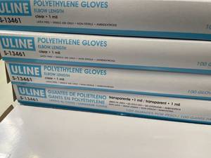 Polyethylene Elbow Length Gloves, Clear, 1 mil