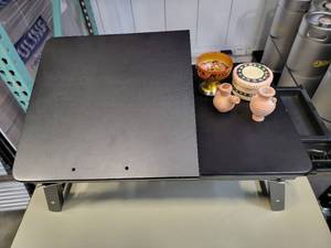 Collapsable, Folding Laptop Desk and Miniature Terra-Cotta Pots, Hand-Painted Wooden Footed Bowl and HandCrafted Basket