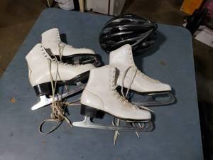 Size 8 Ice Skates, Bike Helmet