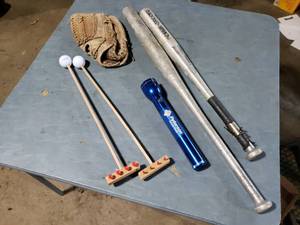 Aluminum Bats, Mag Lite, Glove