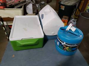 Lot of Coolers and Water Container