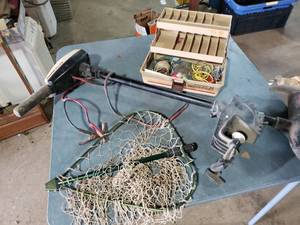 Minnkota Trolling Motor, Fish Net, Tackle Box