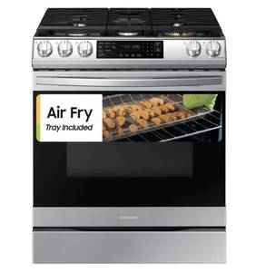 Samsung 30 in. 6.0 cu. ft. Slide-In Gas Range with Air Fry and Fan Convection in Fingerprint Resistant Stainless Steel (Scratch & Dent) - 1 Year Warranty