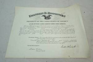 unused vintage FDR 1943 certificate