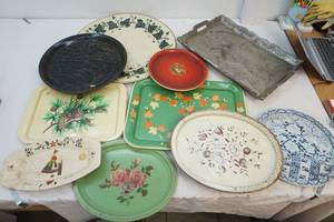 vintage metal serving trays