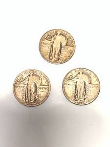 lot 44 image: Lot of Three Standing Liberty Quarters