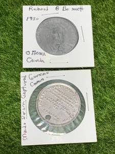 lot 71 image: 1930 Canadian Coin & Coin Made from a German Cannon