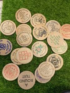 lot 80 image: Lot of Vintage Wood Tokens