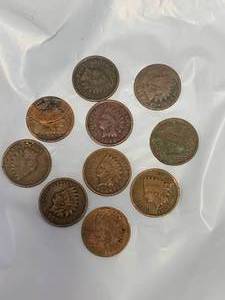 lot 91 image: Lot of 10 Indian Head Pennies