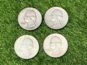 lot 96 image: Lot of Four Silver Washington Quarters