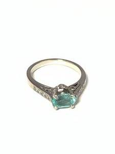 lot 99 image: 18kt White Gold, Tourmaline, Diamond Ring   last minute arrival