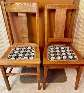 Vintage Wooden Chairs with Needlepoint Seats