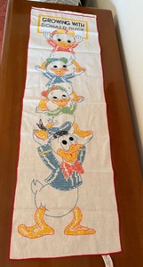 Adorable Vintage Donald Duck Embroidered Growth Chart
