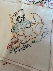 Vintage Embroidered Kitchen Linens