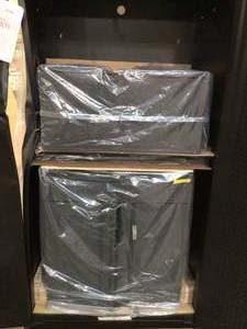 Husky Heavy Duty Welded 20-Gauge Steel Freestanding Garage Cabinet in Black (36 in. W x 81 in. H x 24 in. D) has damage in the middle (review all pictures)