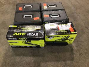 Mix Lot of Ryobi Tools (6 Chainsaws) open boxes review all pictures