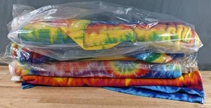 lot 203 image: Four Bolts of Rainbow Tie DyeStripe Fleece Fabric - Z