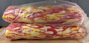 lot 539 image: Two Bolts of Red and Yellow Flame Fleece Fabric - Z