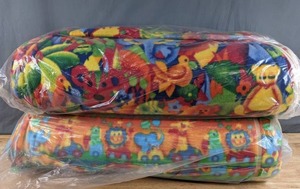 lot 549 image: Two Bolts of Bright & Vibrant Patterned Kids Fleece Fabric - Z