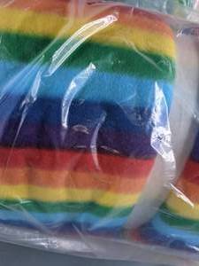 lot 523 image: Two Bolts Fleece Fabric - Rainbow Stripes and Rainbow Tie Dye