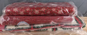 lot 439 image: Several Bolts of Christmas Holiday Fabric (Snowflake, Small Holly Print, Christmas Greenery) - Z