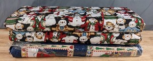 lot 162 image: Collection of Christmas Snowmen Themed Bolts of Fabric - Z