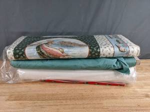 lot 239 image: Collection of Fish and Green & White Themed Bolts of Fabric - Z
