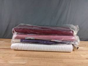 lot 253 image: Collection of White, Pink and Purple Themed Bolts of Fabric - Z