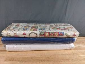 lot 227 image: Collection of Angel and Solid Blue & White Themed Bolts of Fabric - Z
