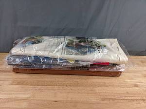 lot 230 image: Collection of Farm Animal, Solid Blue and Brown Themed Bolts of Fabric - Z