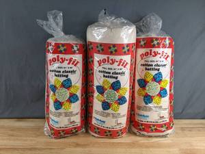 lot 333 image: (3) Bags of Poly-Fil Cotton Classic Blend Batting - Z