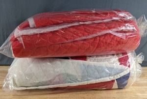 lot 308 image: Two Bolts of Pre-Quilted Fabric (Solid Red and Cut & Sew Pattern Fabric) - Z