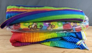 lot 289 image: Three Bolts of Fleece Fabric (Multicolored Large Stripes, Monkeys, Narrow Stripes) - Z