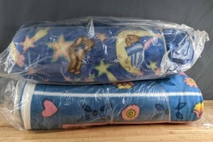 lot 274 image: Two Bolts of Fleece Fabric (Blue with StarsBear, Blue with Hearts) - Z