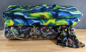 lot 288 image: Three Bolts of Fleece Fabric (Tie Dye & Motorcycle Theme) - Z