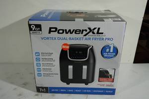 lot 3 image: NEW Power XL Vortex Dual Basket Air Fryer