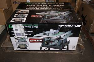lot 23 image: NEW Genesis 10 15 Amp Table Saw with Stand