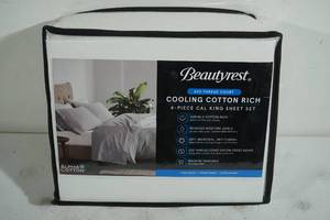 lot 175 image: NEW Beautyrest 600 TC Cooling Cotton Rich 4 Piece Sheet Set - Cal King