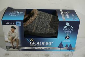 lot 243 image: NEW Isotoner Memory Foam Slippers - Mens Large