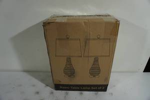 lot 253 image: NEW Retro Table Lamp 2 Piece Set