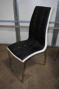 lot 35A image: Modern Look White and Black Dining Chairs